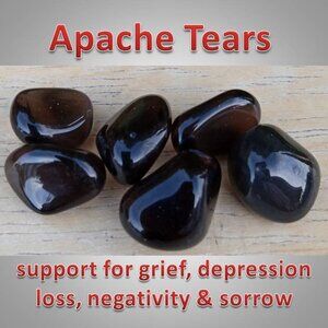 🔥4/$20 ONE Apache Tear stone rock crystal HEALING : SUPPORT (smaller)